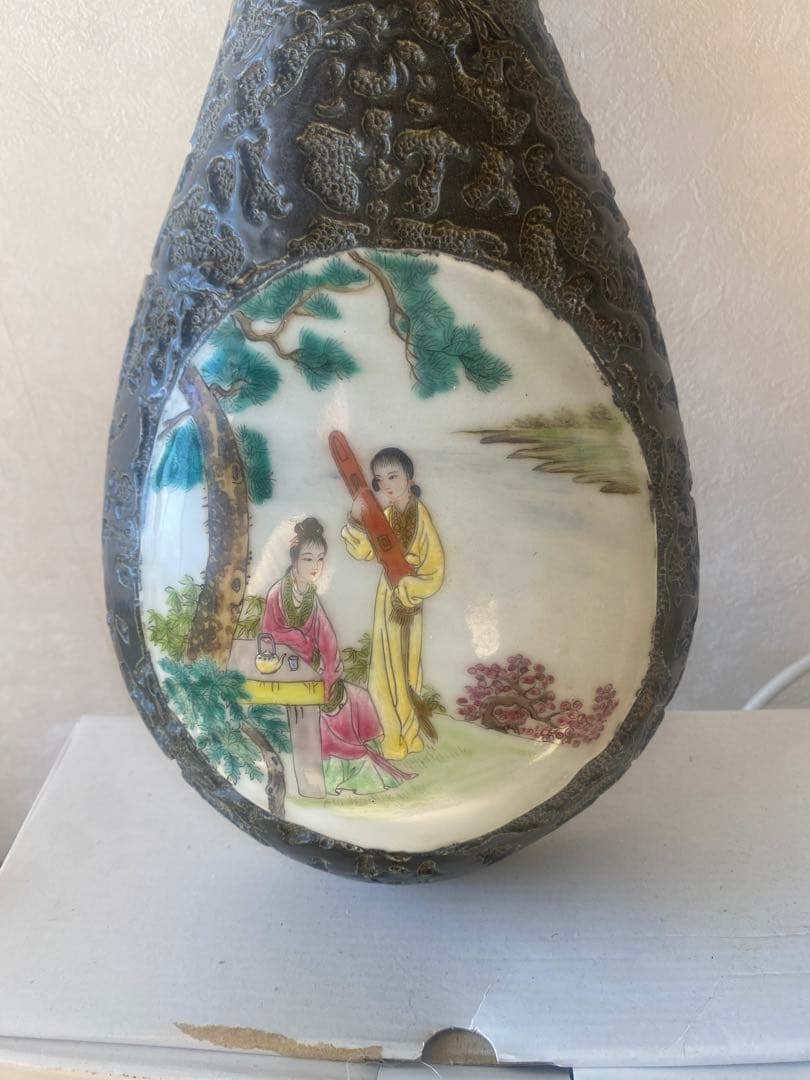 最終値下げ　中国　景徳鎮製　民国時代琵琶型壁掛け