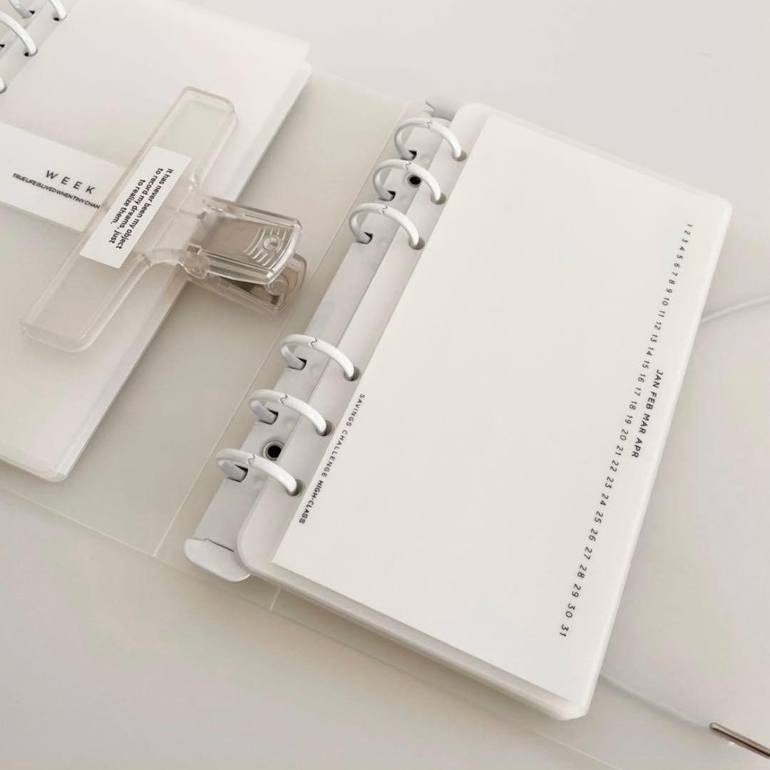 早い者勝ち　韓国　貯金　バインダー　ダブルリングバインダー　リフィル　白　17