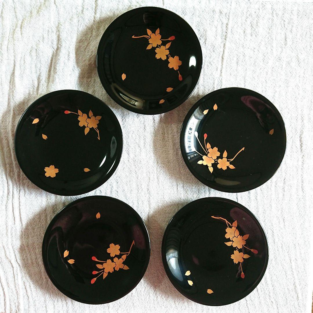 桜づくし 漆器 銘々皿 小皿 蒔絵 /輪島塗 越前漆器 茶道具 骨董 椀　印判