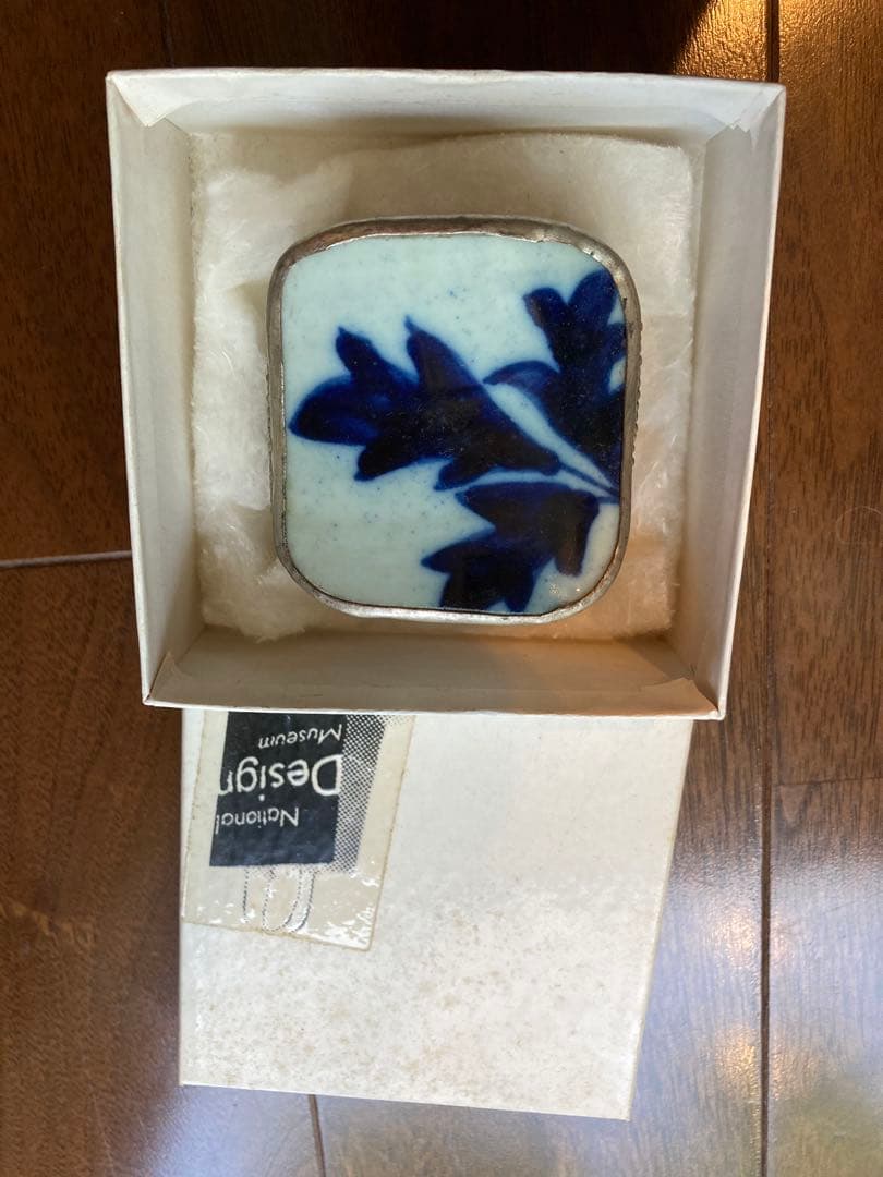 National Design museum 陶器　ボックス　小物入　青白　四角