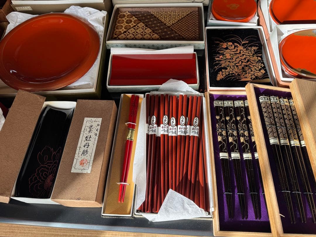 ラ*ん様 漆器 輪島塗・鎌倉彫等 お盆 重箱 茶筒 茶匙 お椀