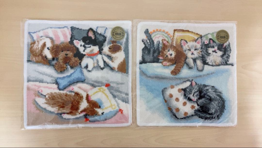 フェイラー　ドリーミングパピー&ドリーミングキトゥン　犬　猫　タオルセット