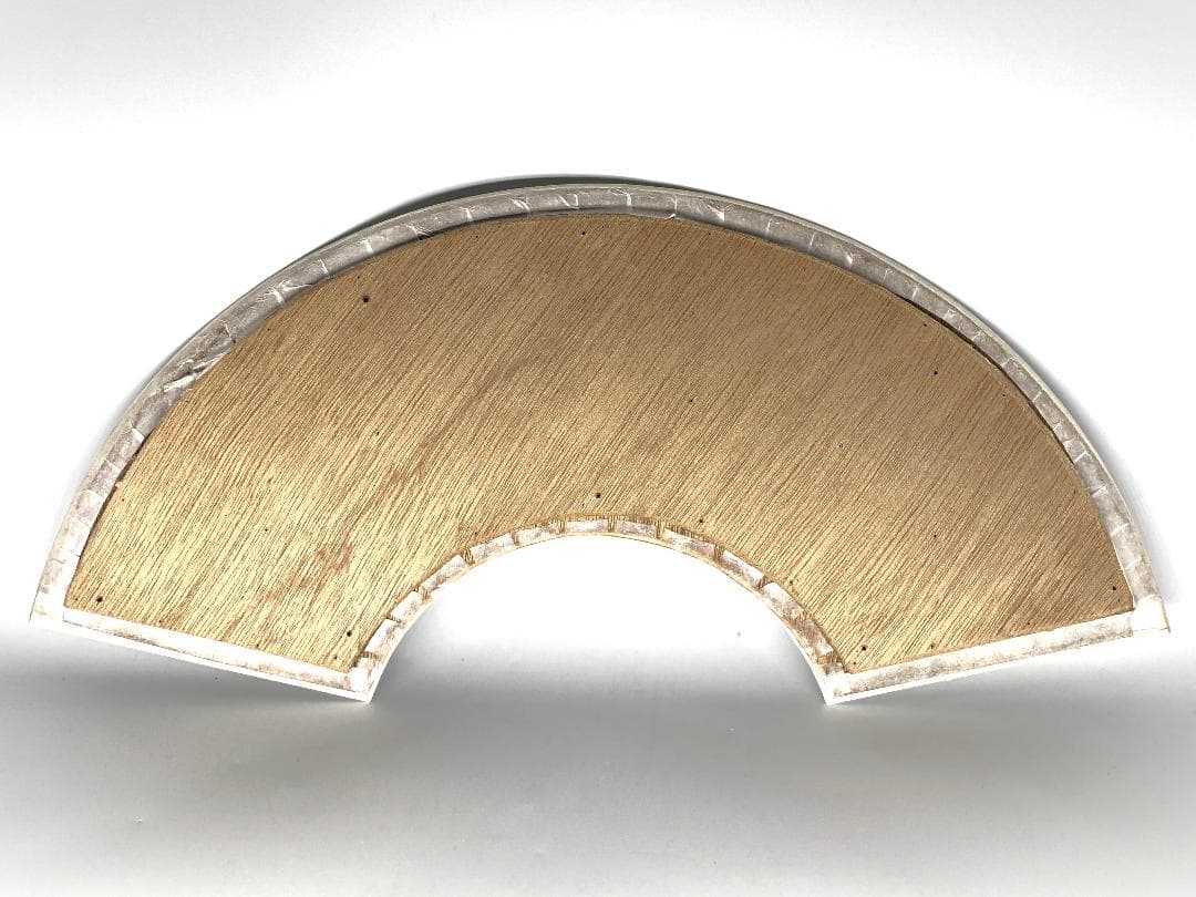 【 法隆寺管長 大野可圓 】　直筆「福如雲」 扇形木彫和紙貼り自筆