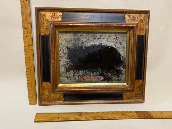 絵画 油絵　母と仔