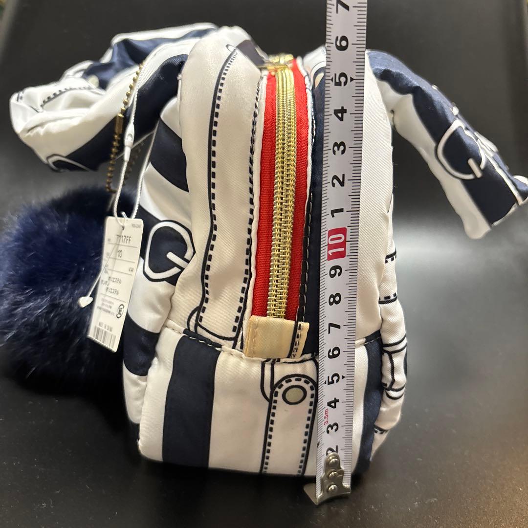 【新品未使用タグ付】and per se ファー付きストライプ柄バッグ