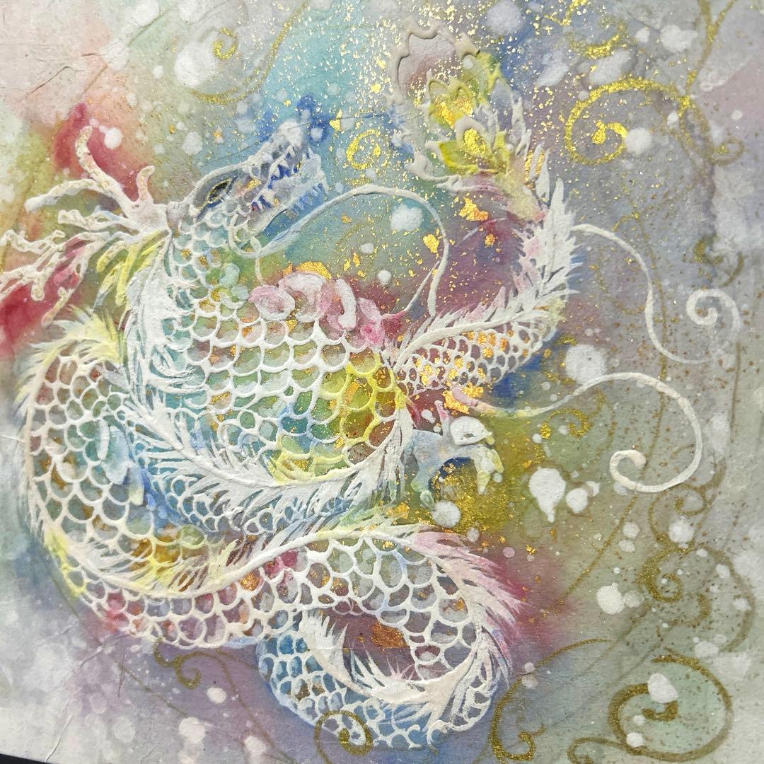 吉祥日本画「虹龍飛昇金舞」　レインボードラゴン