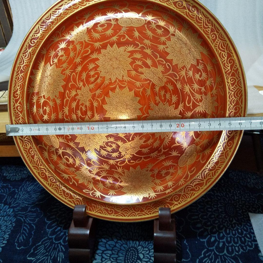 明治　九谷焼　里帰り品 　本金　極上 金蘭赤絵 　九寸皿 　正峯窯