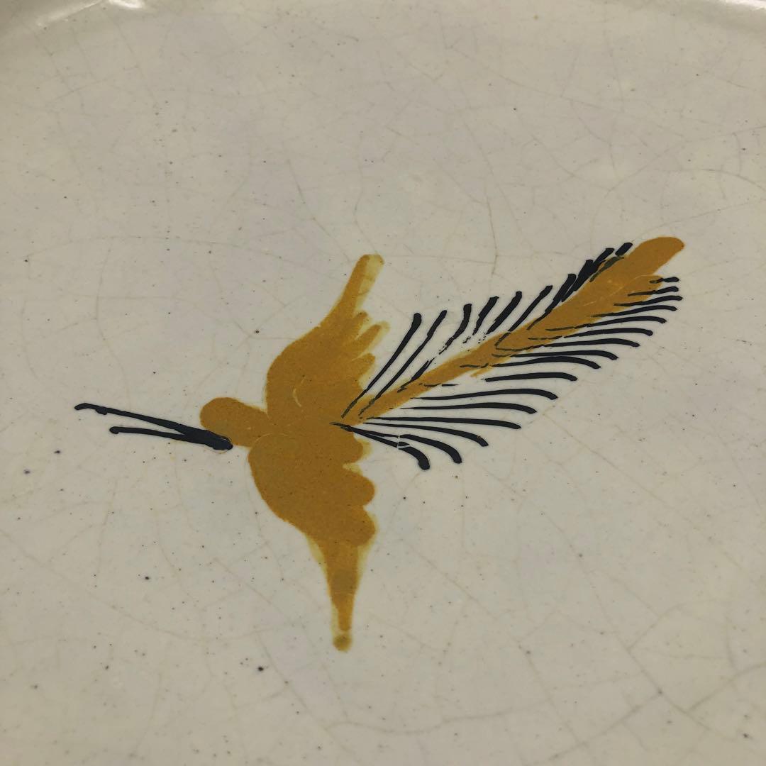 メキシコプエブラタラベラ焼ビンテージ陶器伝統工芸鳥バード大皿プレート36cm