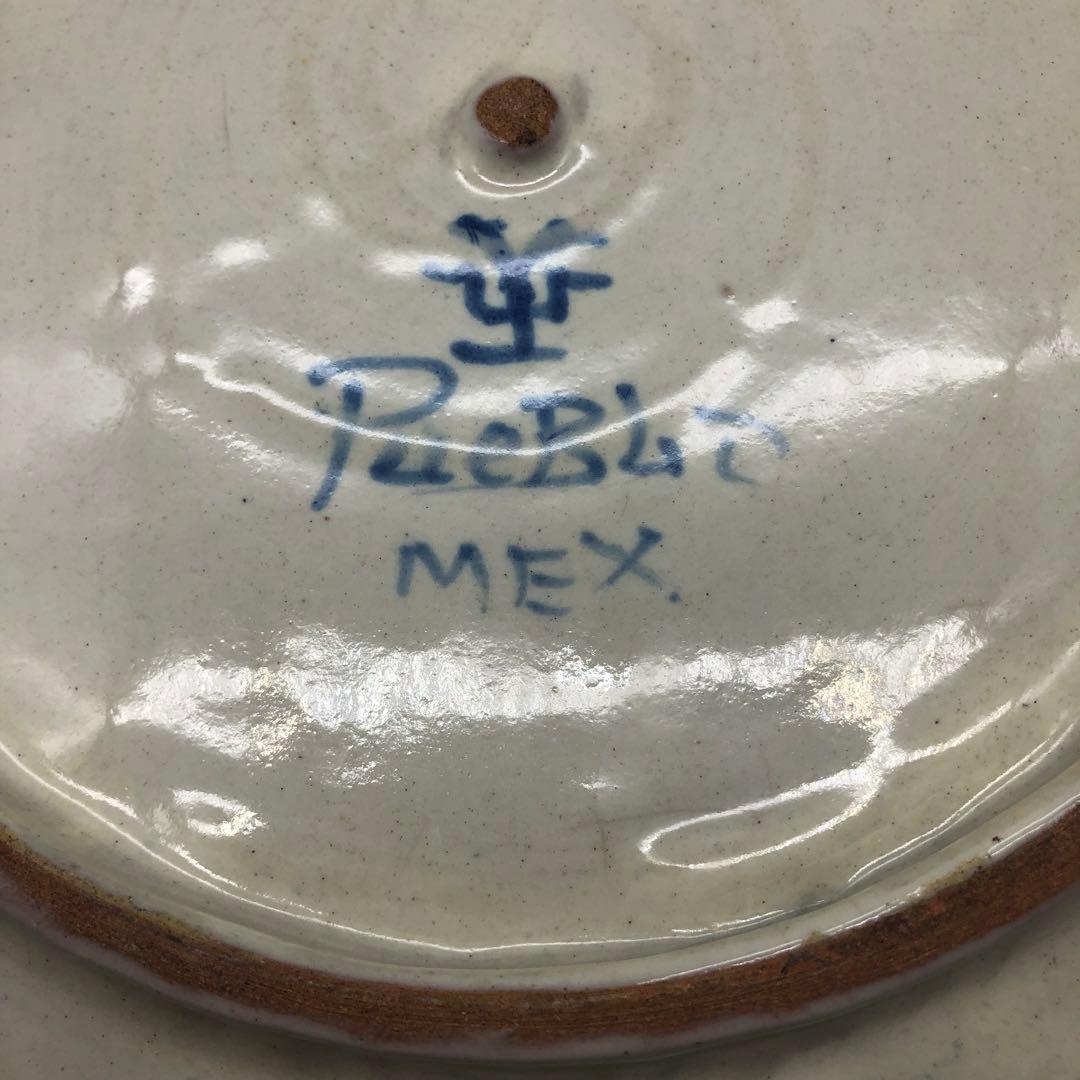 メキシコプエブラタラベラ焼ビンテージ陶器伝統工芸鳥バード大皿プレート36cm