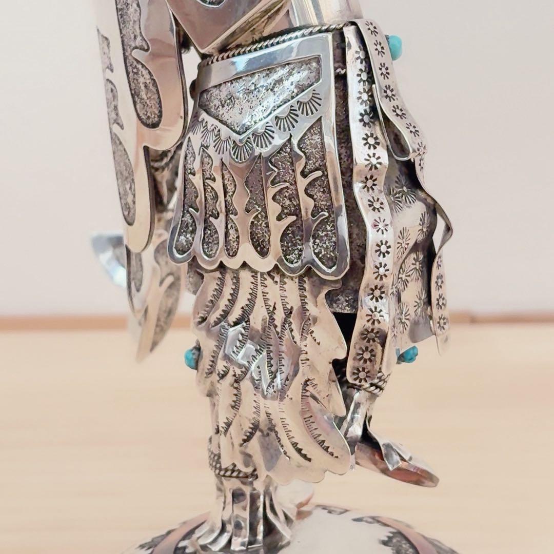 ナバホ族 スターリングシルバー カチナ イーグルダンサー シルバーターコイズ彫刻
