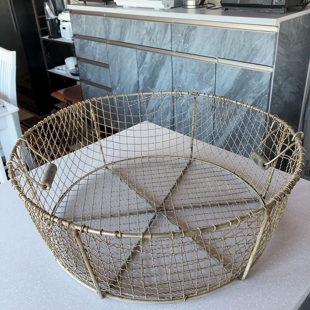 フランス蚤の市 ワイヤーバスケット 57センチ ヴィンテージ インテリア雑貨