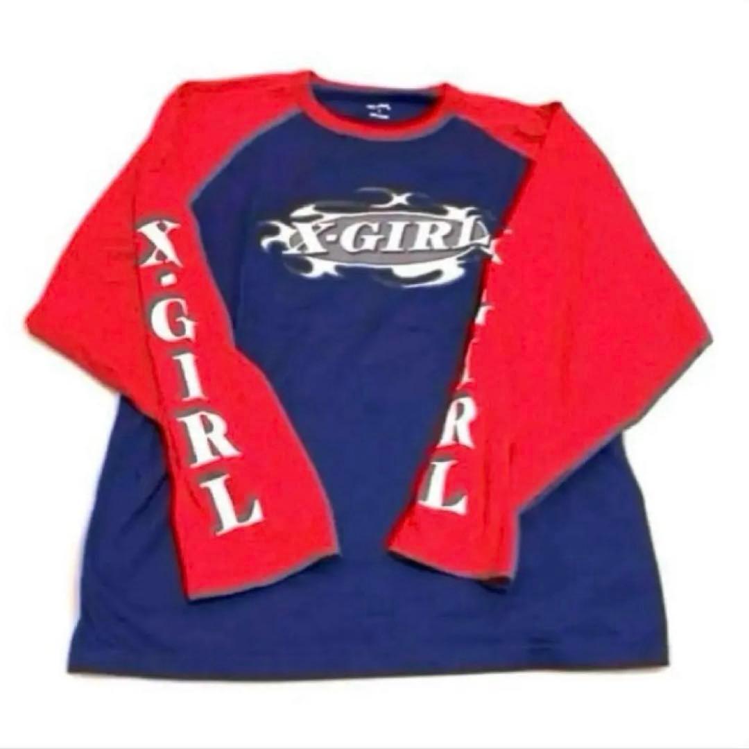 《大人気完売品》あいみょん着用色X-girl ロンTネイビー長袖リンガーTシャツ