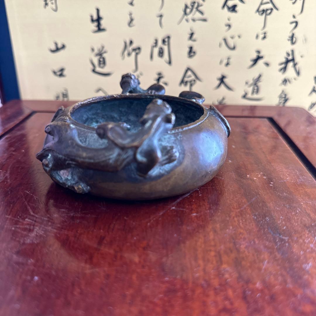 骨董品　中国美術　古美術　古銅　民国名家　呉艶佐造 双螭龙香炉