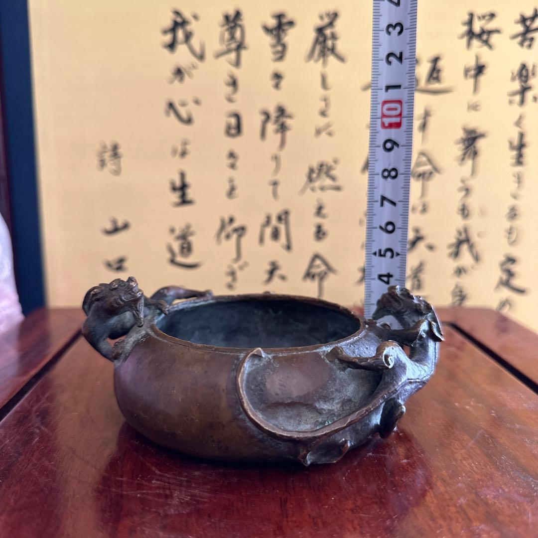 骨董品　中国美術　古美術　古銅　民国名家　呉艶佐造 双螭龙香炉