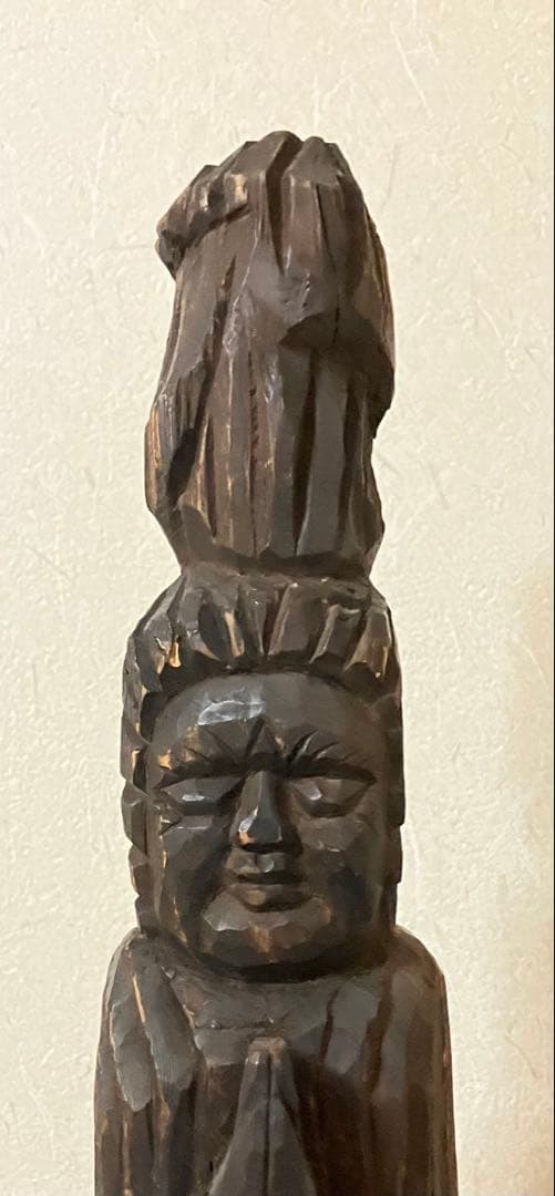 仏像 一刀彫 仏教美術 木彫 円空仏 高さ44cm