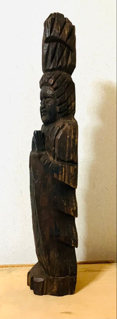 仏像 一刀彫 仏教美術 木彫 円空仏 高さ44cm