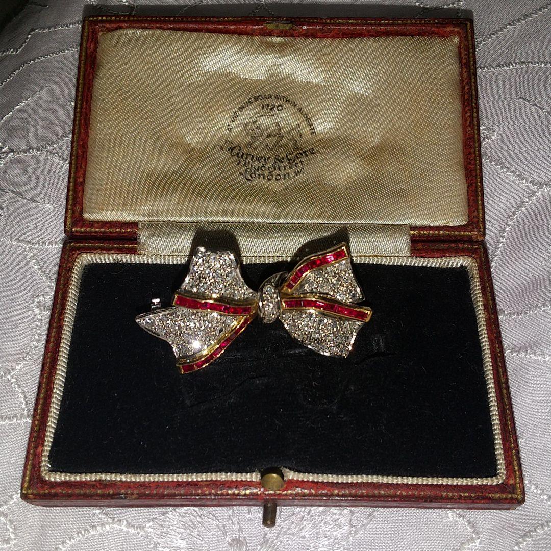 ブローチ♥リボン♥ダイヤ、ルビー♦アンティーク