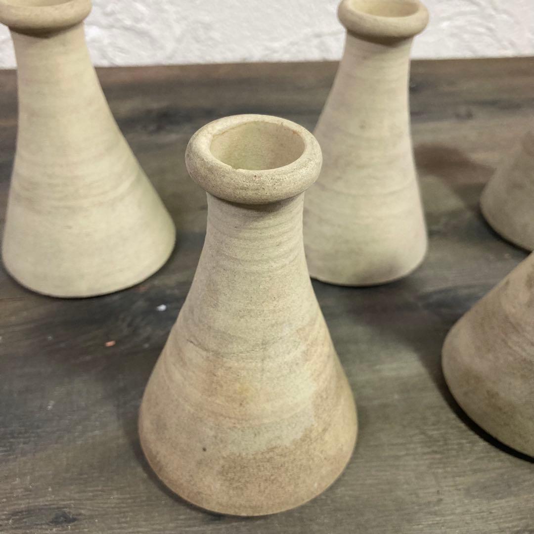 昭和レトロ 陶器 フラワーベース 5脚 花入 花瓶 一輪挿 ビンテージ 信楽