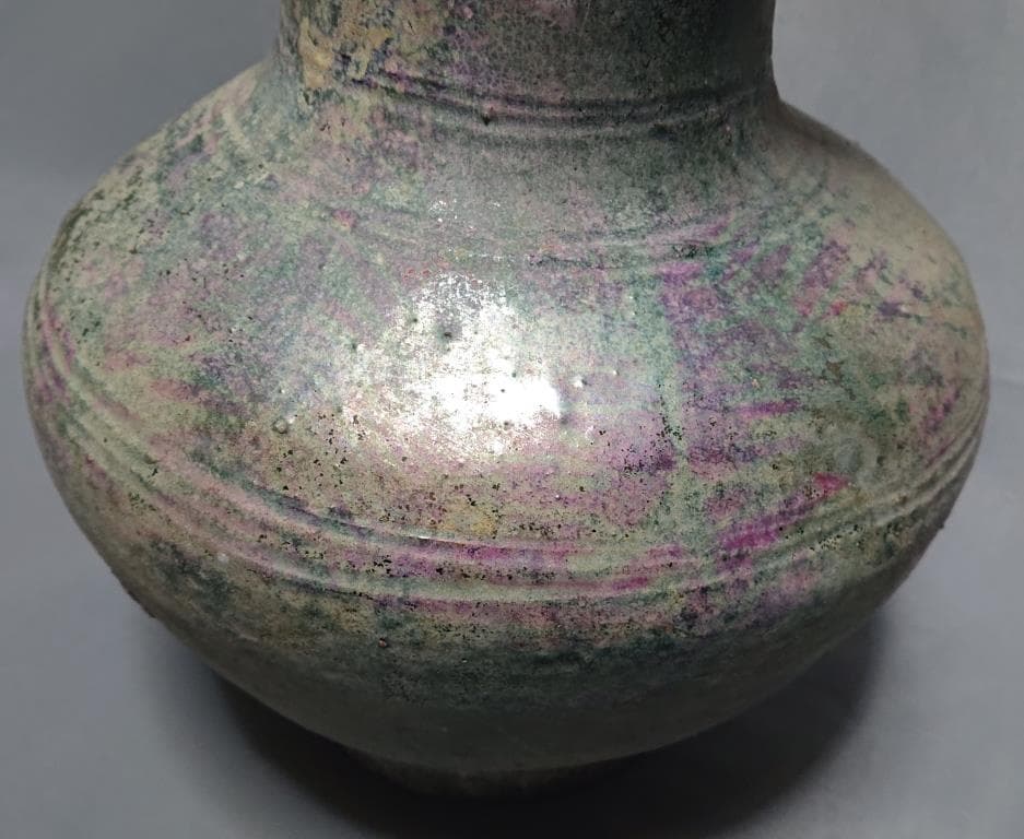 コレクター収集品　東漢時代　出土品　緑釉　大壷　高さ33.5cm