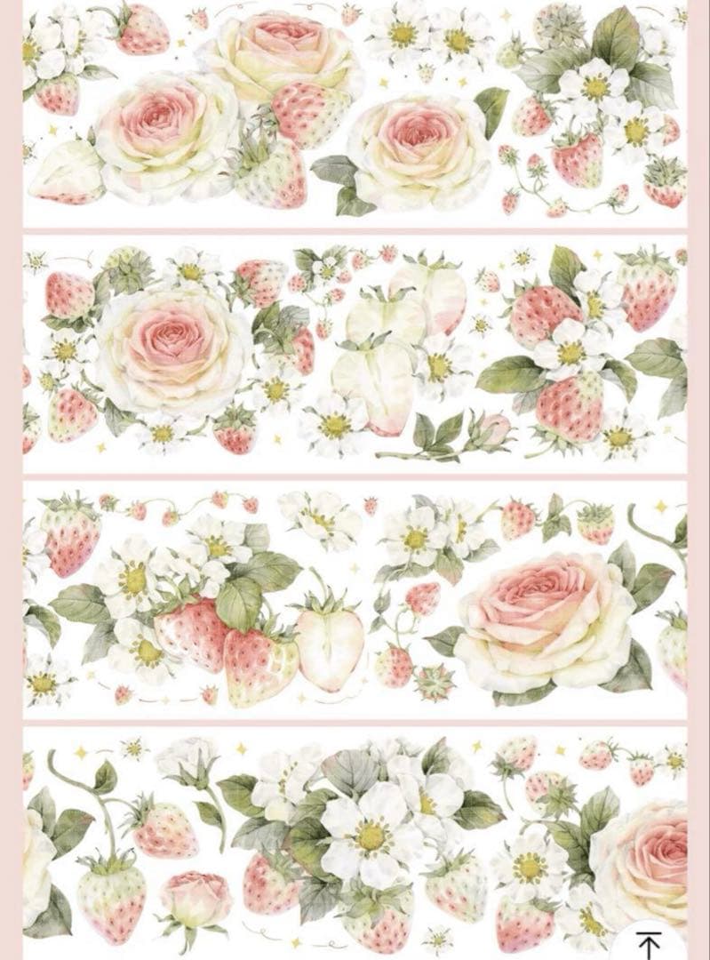 海外 PETテープ マスキングテープ フラワーと苺