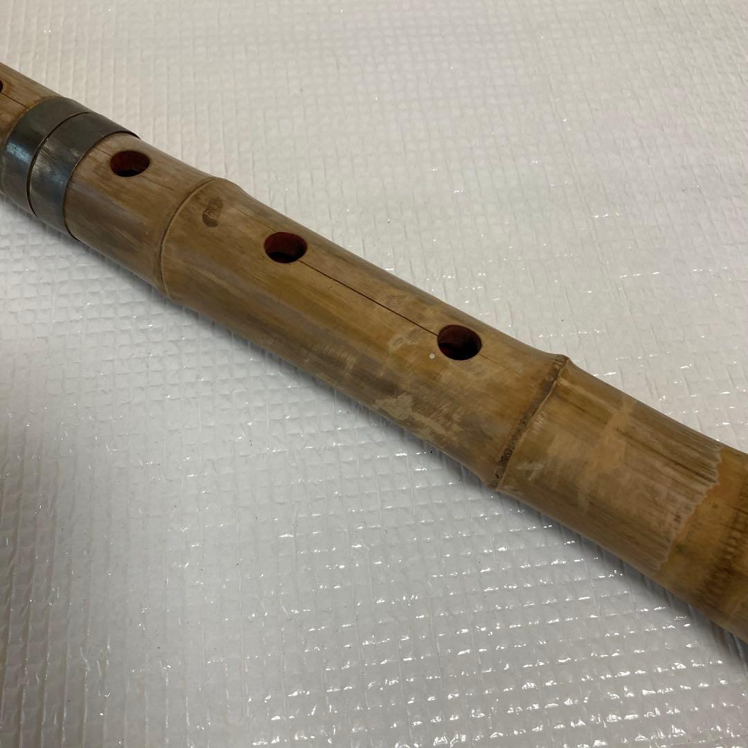 尺八 和楽器 竹製 延べ管 銘刻印入り 中継ぎ 古道具 骨董 ジャンク 現状渡し