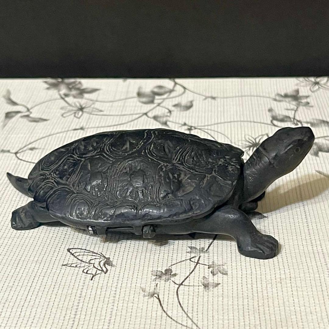アンティーク　古銅製　亀の置物小亀5匹入り