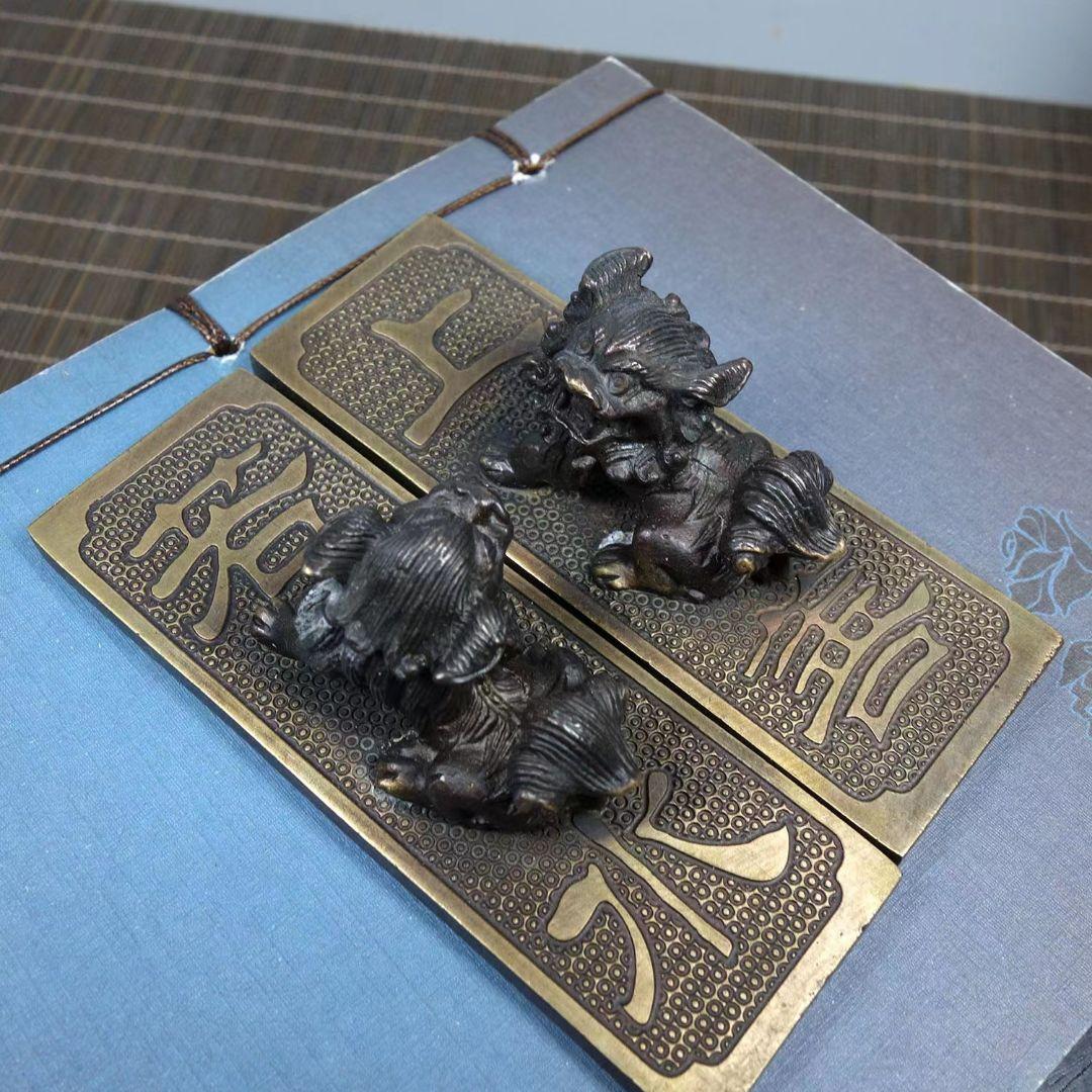 銅 細工 獅子定規 文鎮 文房四宝 文房置物 案頭 工芸品 美術品