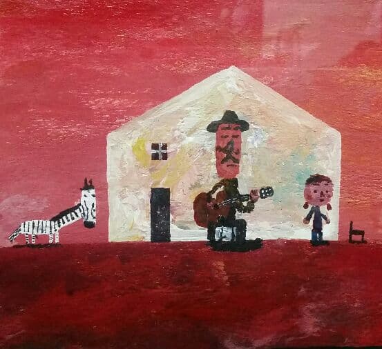 人気絵本作家 長谷川義史 個展作品 ブリキ絵 希少