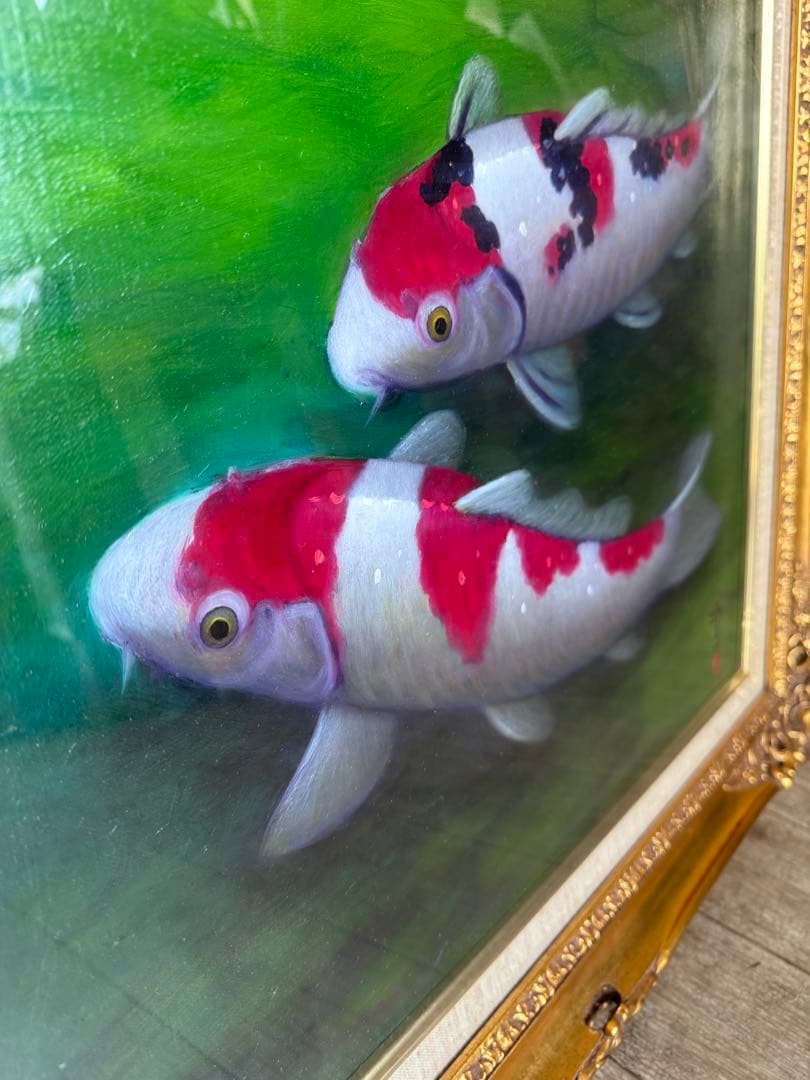 鯉の油彩画 F10号　宮下均ニ画　年間評価120万