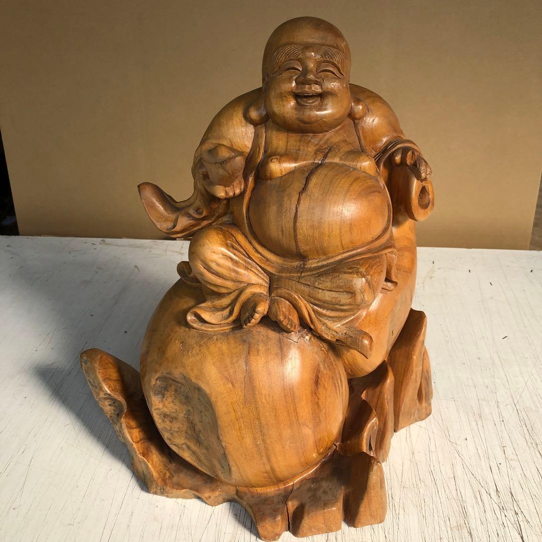 屋久杉？木彫り置き物　大黒様　布袋様？骨董品