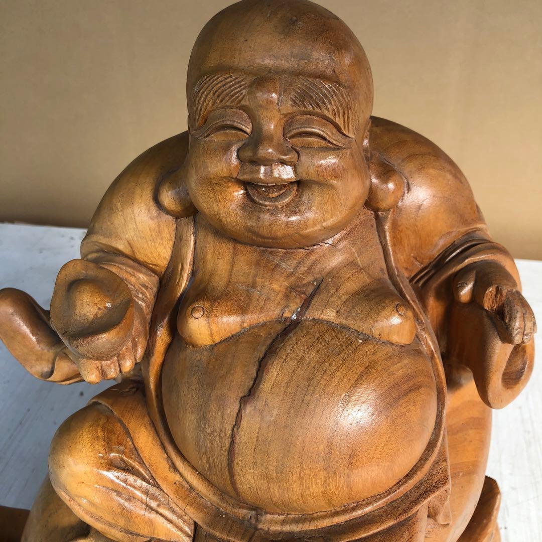 屋久杉？木彫り置き物　大黒様　布袋様？骨董品