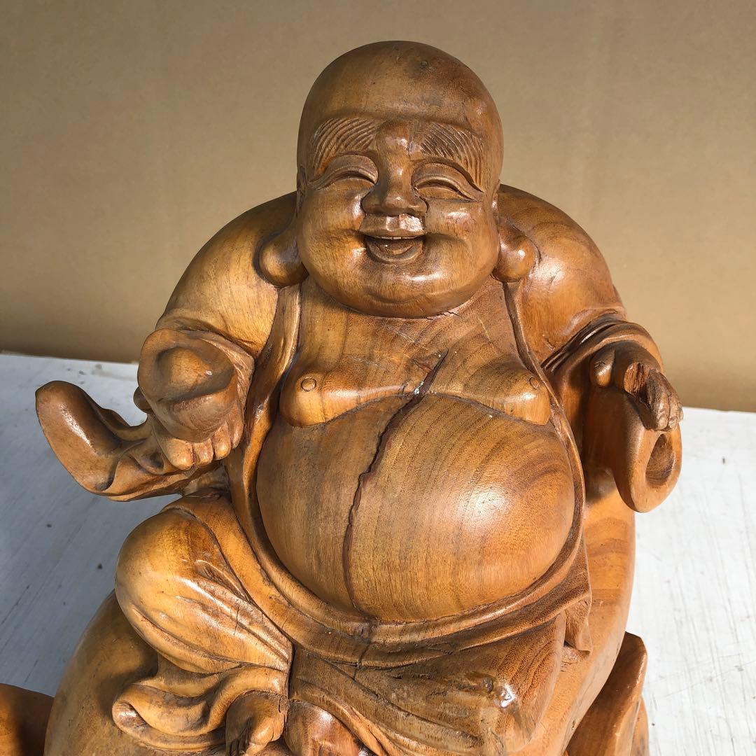 屋久杉？木彫り置き物　大黒様　布袋様？骨董品