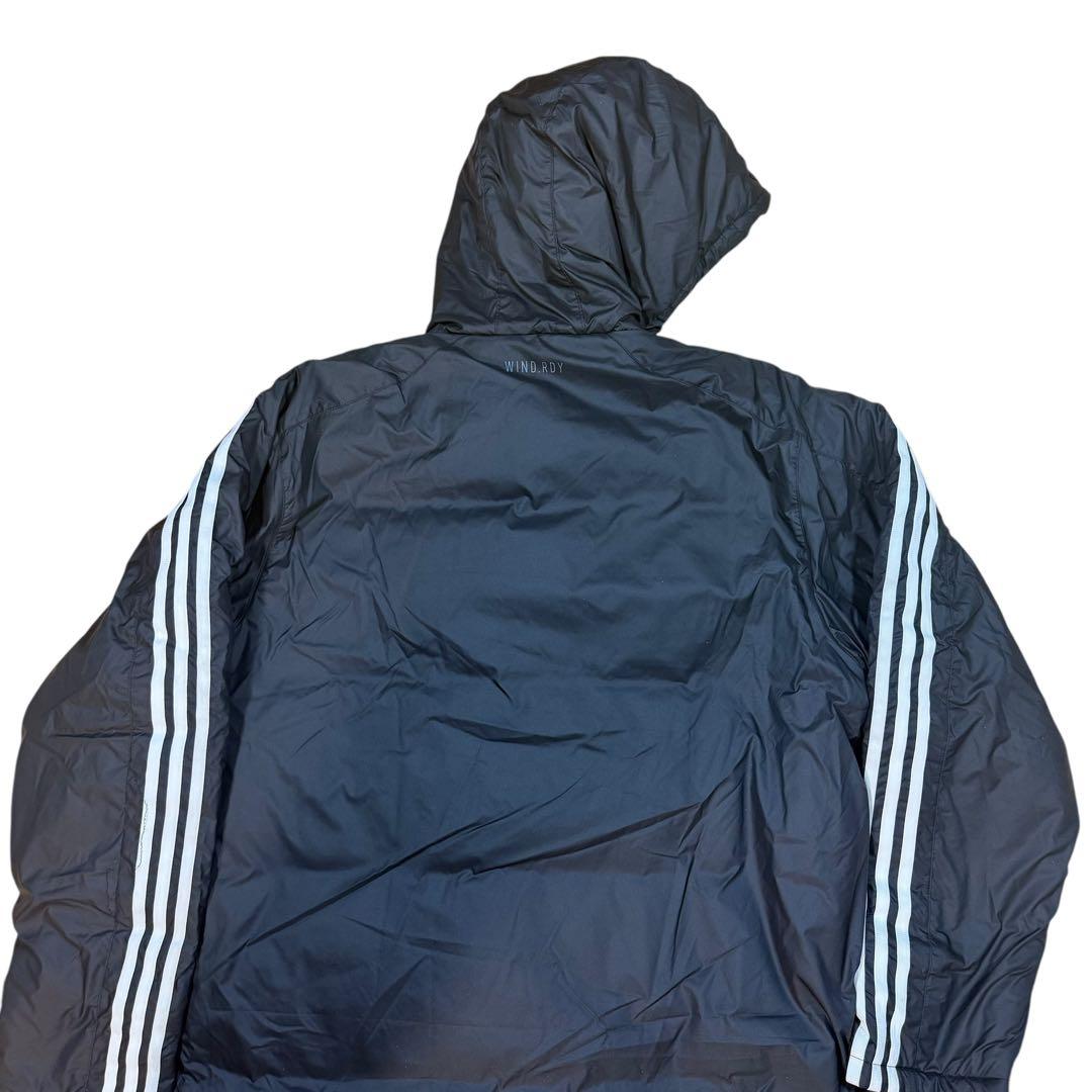 【新品タグ付】adidas ベンチコート XL 黒 中綿 ロング丈 3ストライプ