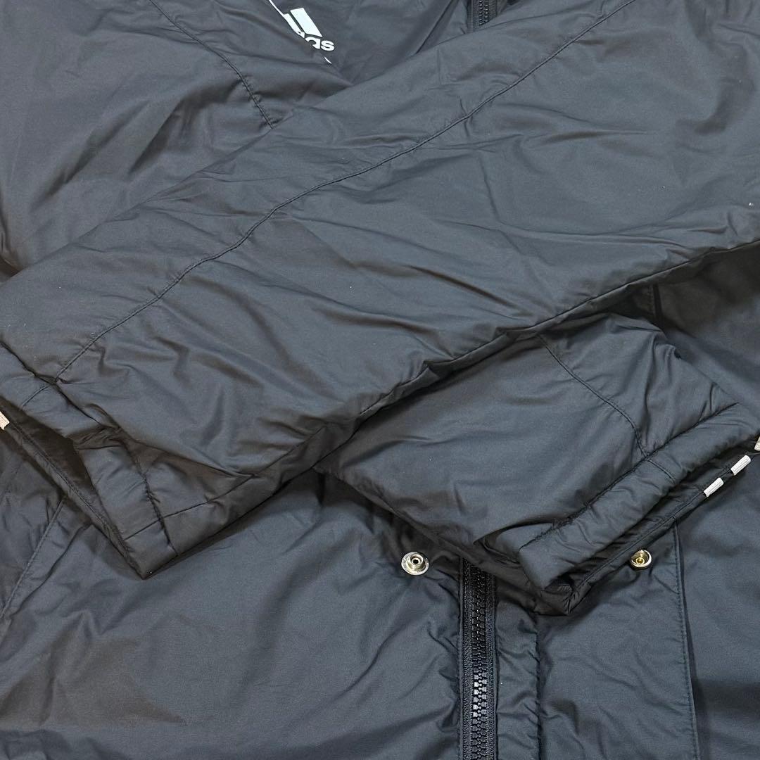 【新品タグ付】adidas ベンチコート XL 黒 中綿 ロング丈 3ストライプ
