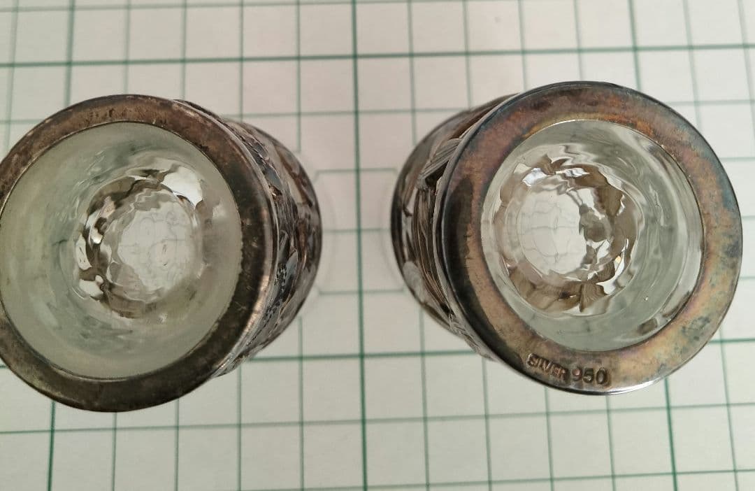 特別価格変更、匿名配送、和骨董、日本製、笹、梅、グラス二点セット