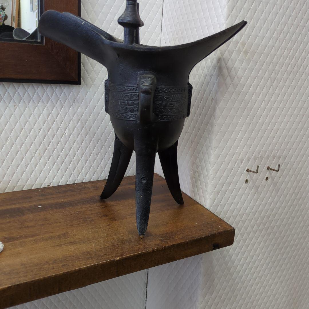 爵　特大サイズ　しゃく　古代中国　酒器　レプリカ　金属　三足