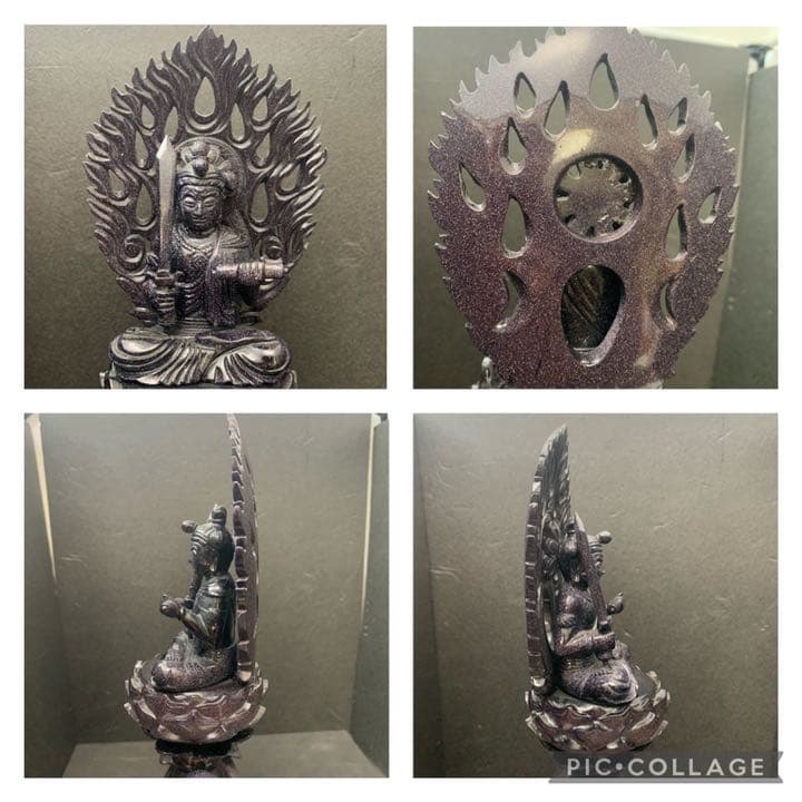 紫金石　知恵の象徴　文殊菩薩　仏教美術　オブジェ　獅子