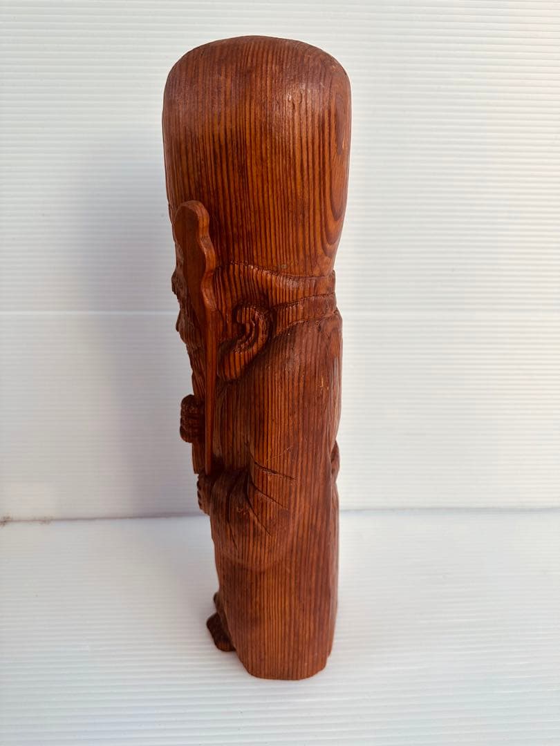 アンティーク工芸品　七福神　福禄寿(ふくろくじゅ）木彫り　直径　11.5❌37㎝