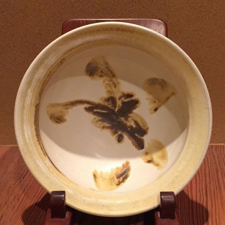 菓子器 (刷毛目 : 秀逸作品) 利茶土 ミルグリム (外国人 陶芸家) 真作