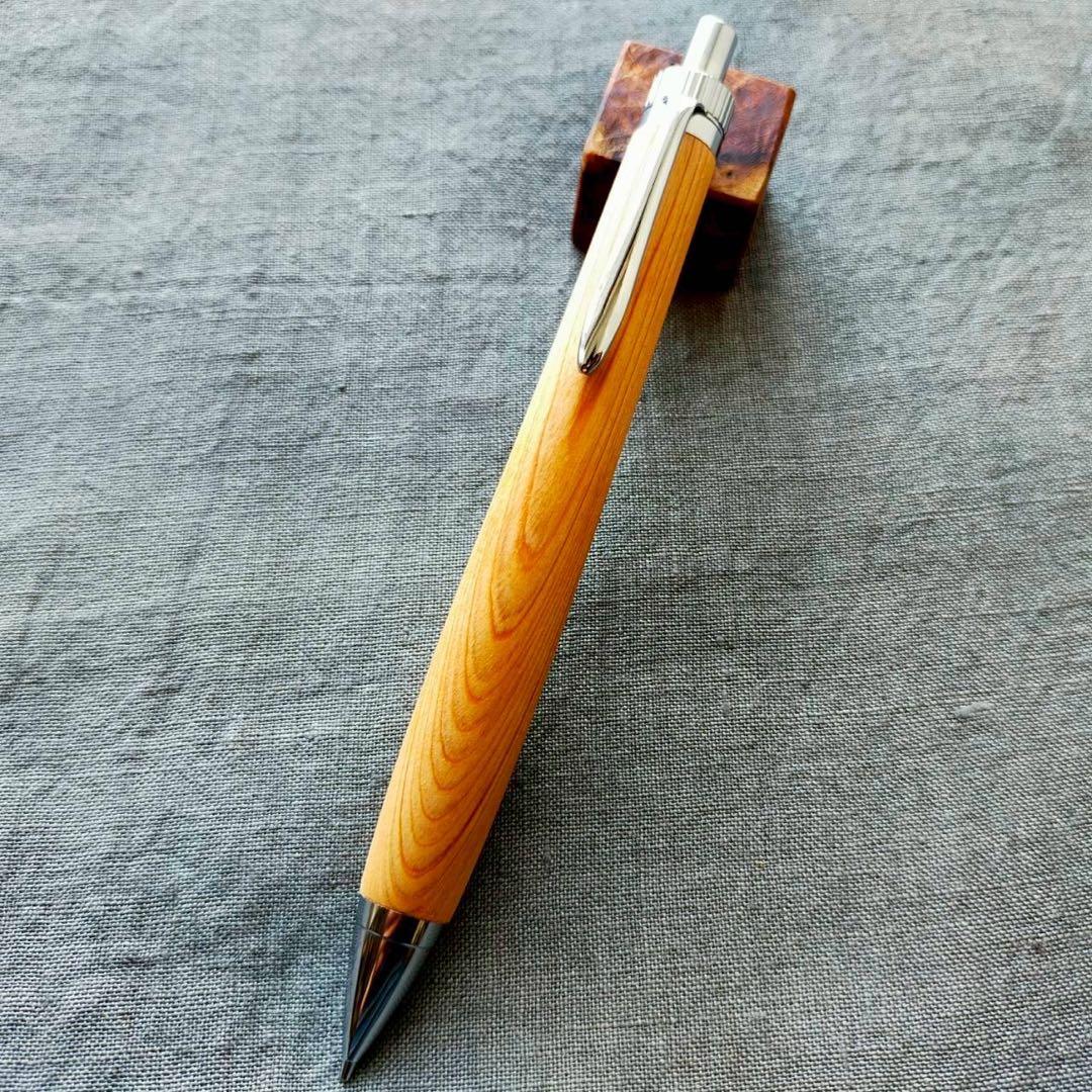 伊勢神宮　檜　ハンドメイド　木軸シャープペン　0.5mm　天然木　シルバー