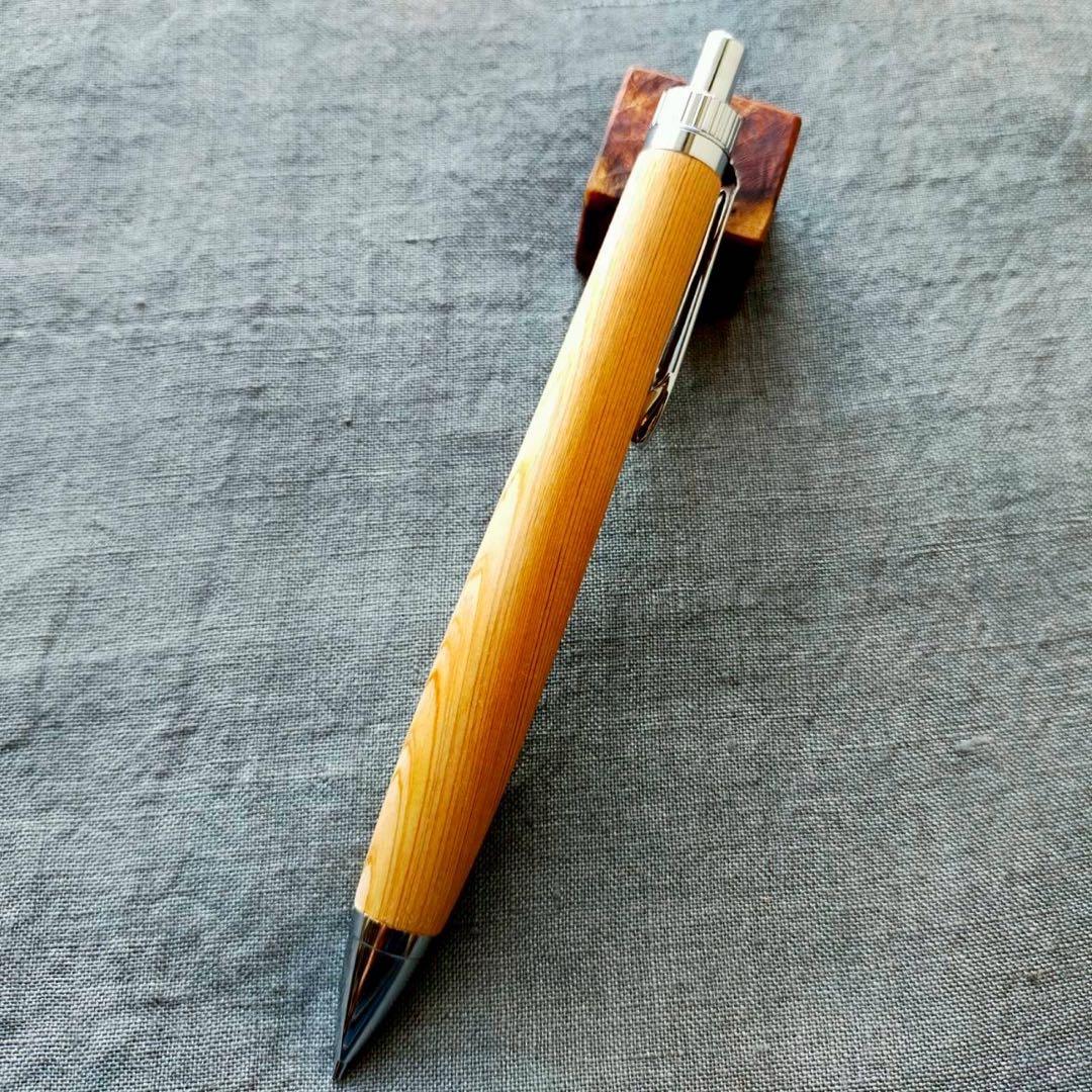 伊勢神宮　檜　ハンドメイド　木軸シャープペン　0.5mm　天然木　シルバー