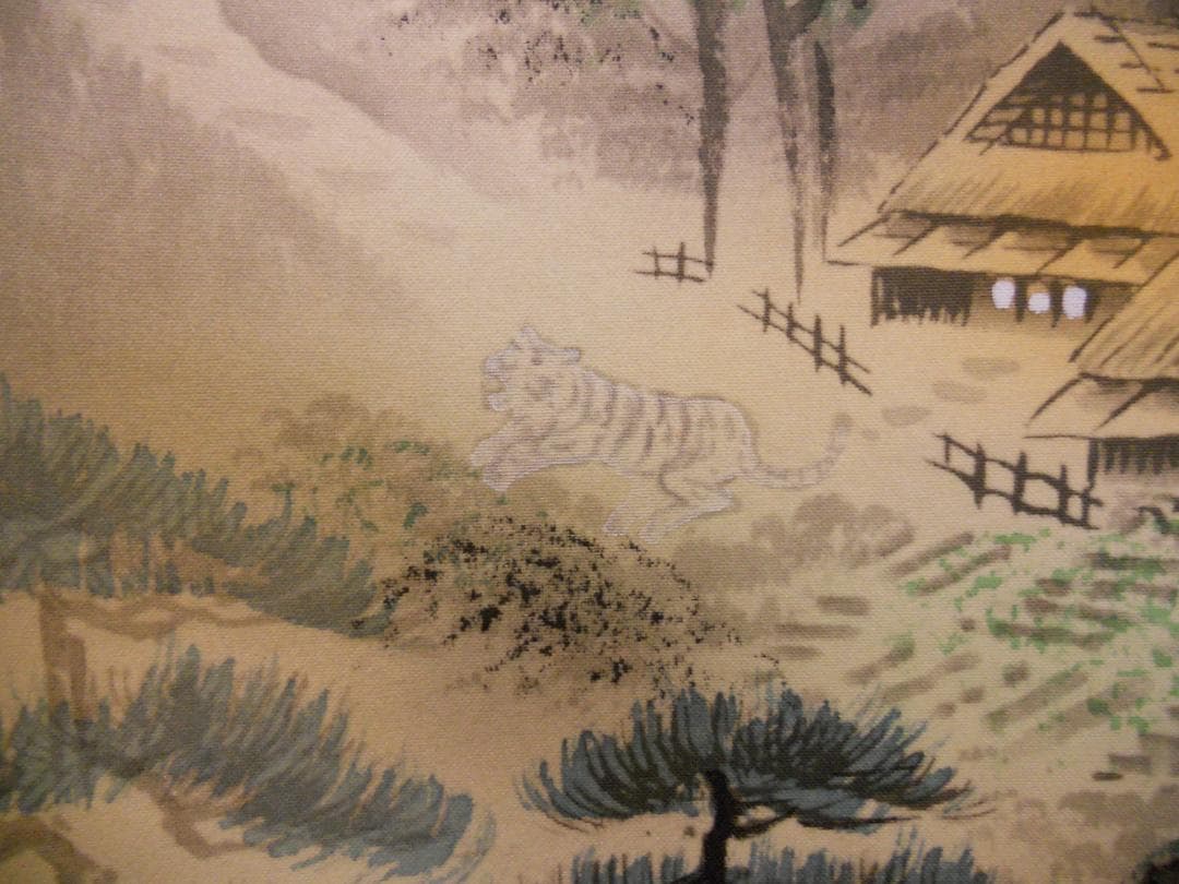 掛け軸 石田雪外 四神相応図 絹本 希少 軸装 茶道具 掛軸 美品 です。