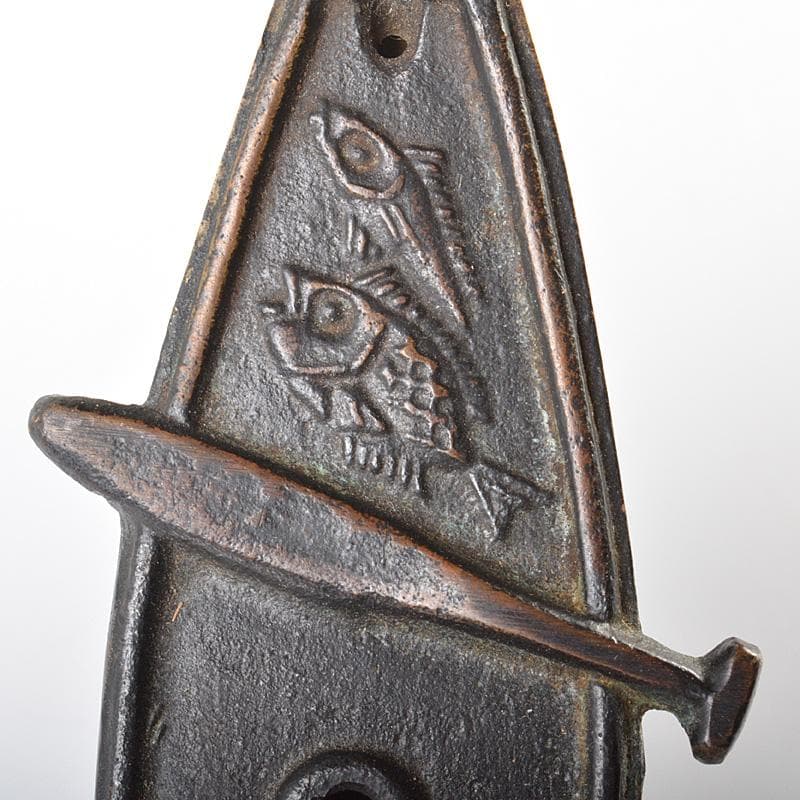 中国　書道具　古銅　舟に船頭　水滴　V　R6289