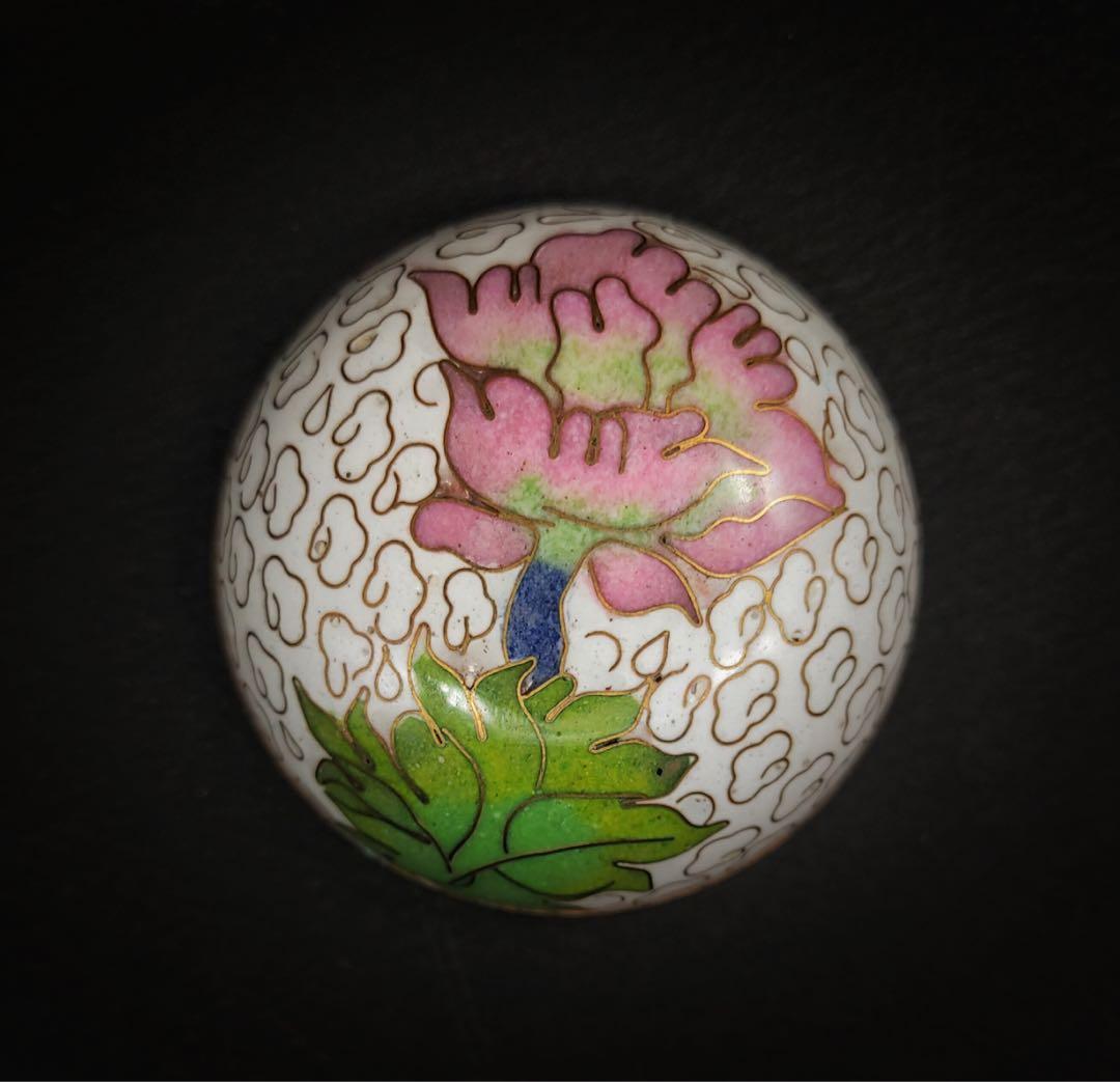 中國美術 古玩 景泰藍 花鳥紋樣白地 七宝焼 茶入 茶筒 茶道具