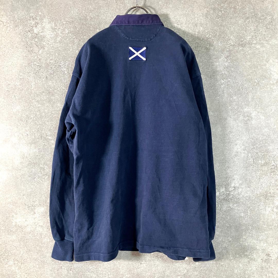 BARBARIAN　スコットランド　ラガーシャツ　ブルー　ホワイト　XL