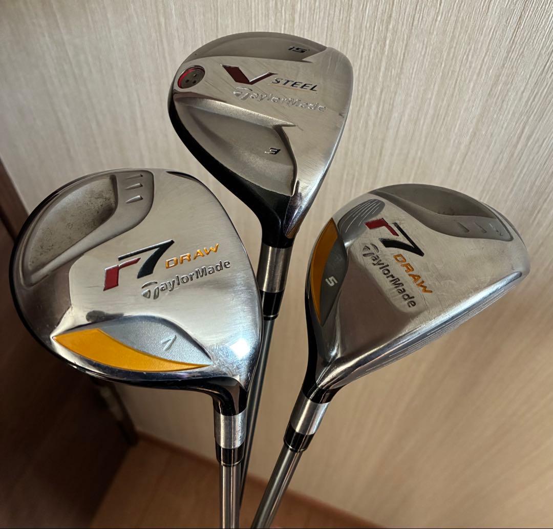 テーラーメイド ウッドdraw r7の5と7 & v steel 3セット