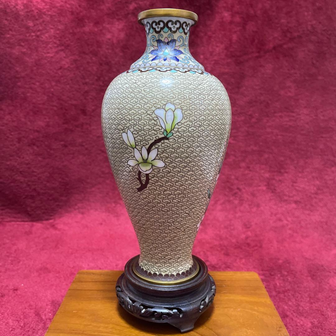 中国琺瑯花図紋瓶 （銅）