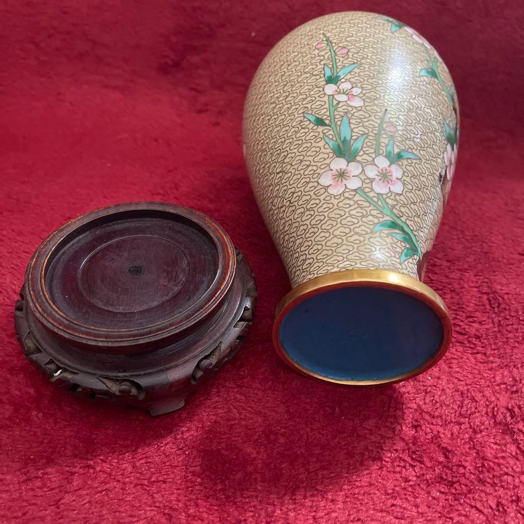 中国琺瑯花図紋瓶 （銅）