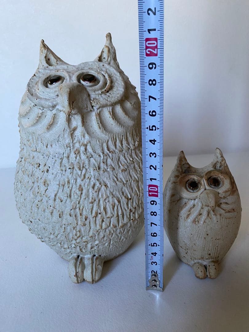 青芳 フクロウ　梟　置物　2つセット　陶器　森元青芳　砥部焼
