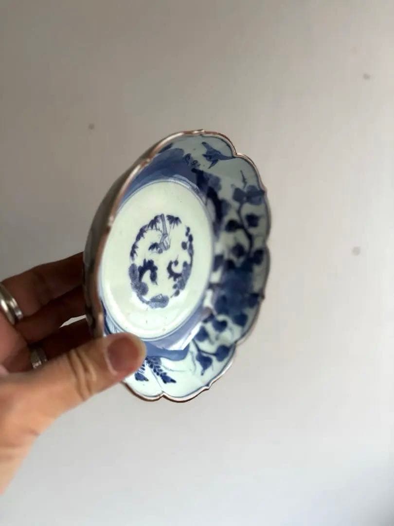 【なおなお様リクエスト】784 骨董 古伊万里 芙蓉手輪花なます皿 3枚おまとめ